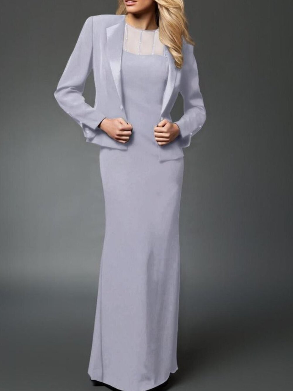 NWT Alexander by Daymor 702105 Classy Sheer Formal Dress Platinum Size 12